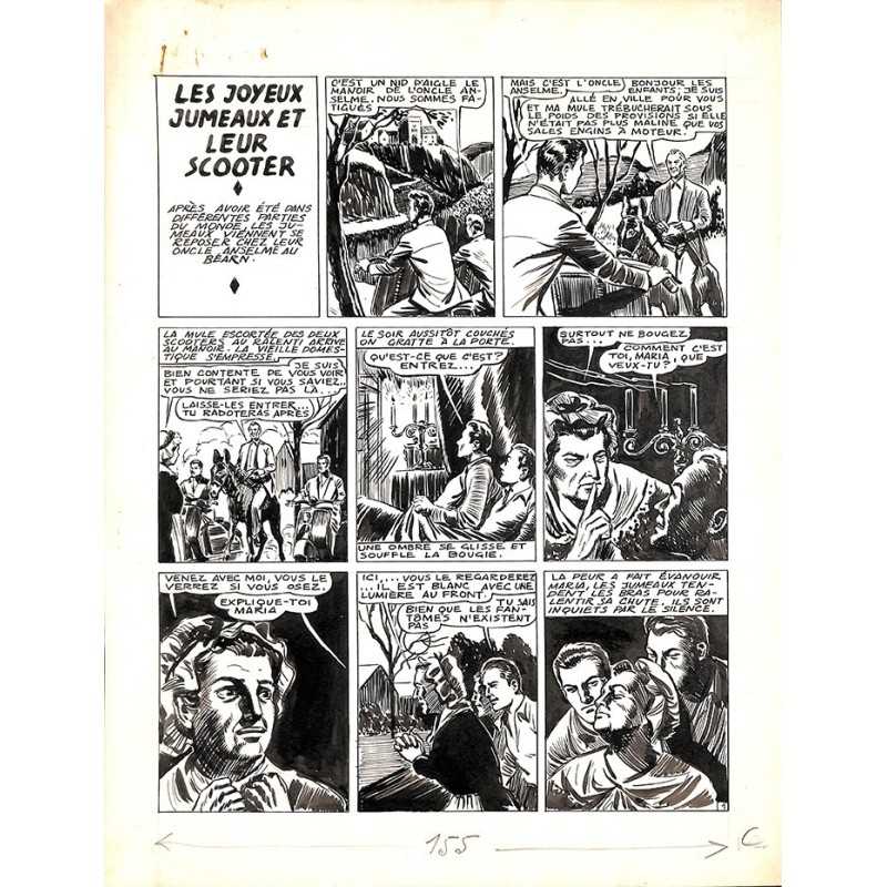 ABAO Originaux Dupuy-Franck - Les Joyeux jumeaux et leur scooter. Planche originale 1 [2]