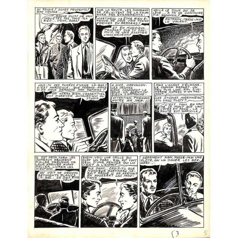 ABAO Originaux Dupuy-Franck - Les Joyeux jumeaux et leur scooter. Planche originale 5 [6]