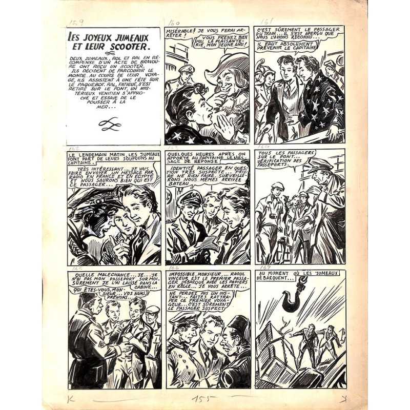 ABAO Originaux Dupuy-Franck - Les Joyeux jumeaux et leur scooter. Planche originale 15 [5]