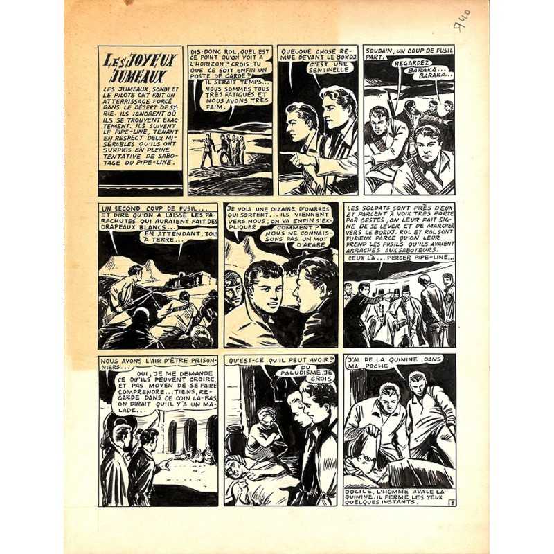 ABAO Originaux Dupuy-Franck - Les Joyeux jumeaux et leur scooter. Planche originale 1 [4]
