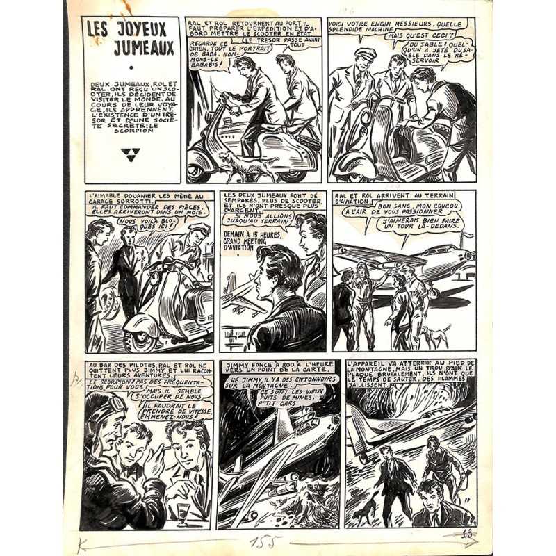 ABAO Originaux Dupuy-Franck - Les Joyeux jumeaux et leur scooter. Planche originale 20 [4]