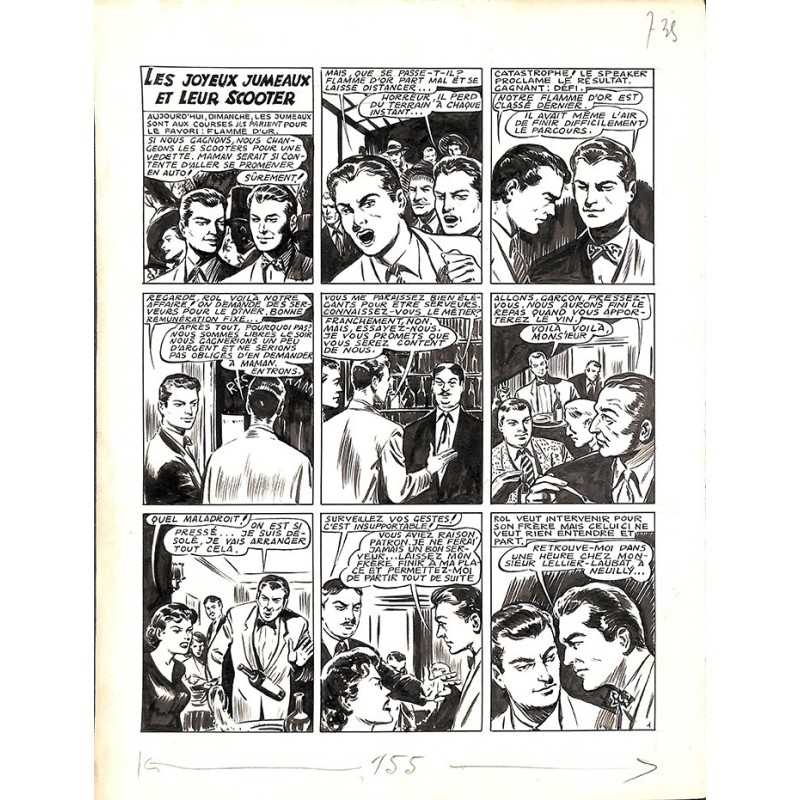 ABAO Originaux Dupuy-Franck - Les Joyeux jumeaux et leur scooter. Planche originale 1 [3]