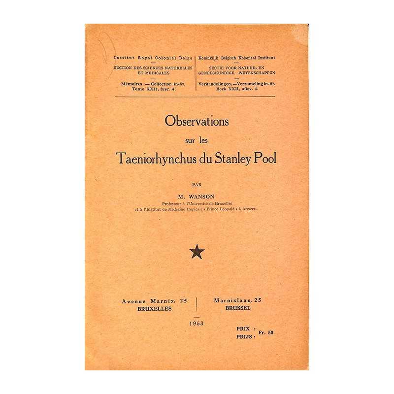 ABAO 1900- Wanson (M.) - Observations sur les Taeniorhynchus du Stanley Pool