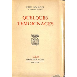 ABAO Grands papiers Bourget (Paul) - Quelques témoignages. EO num./150.