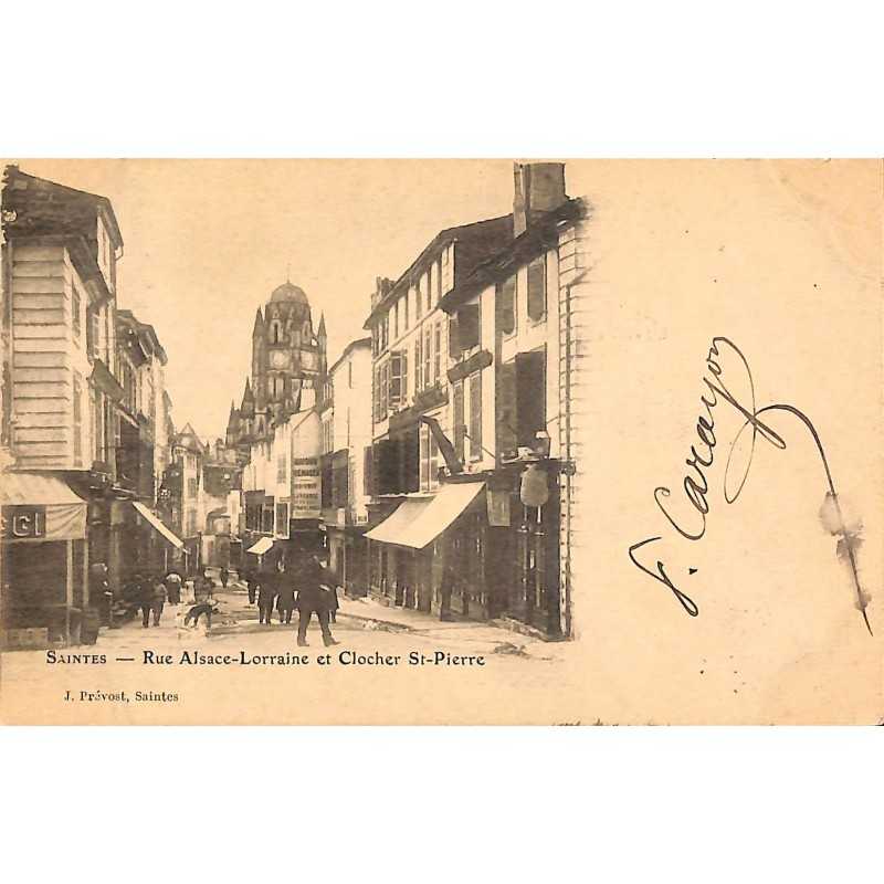 ABAO 17 - Charente-Maritime [17] Saintes - Rue Alsace-Lorraine et Clocher St-Pierre.