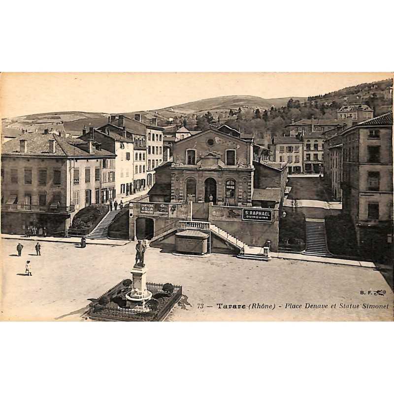 ABAO 69 - Rhône [69] Tarare - Place Denave et Statue Simonet.