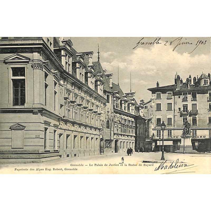 ABAO 38 - Isère [38] Grenoble - Le Palais de Justice et la Statue de Bayard.