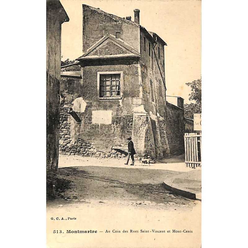 ABAO 75 - Paris [75] Paris 18 - Montmartre. Au coin des Rues Saint Vincent et Mont-Cenis.