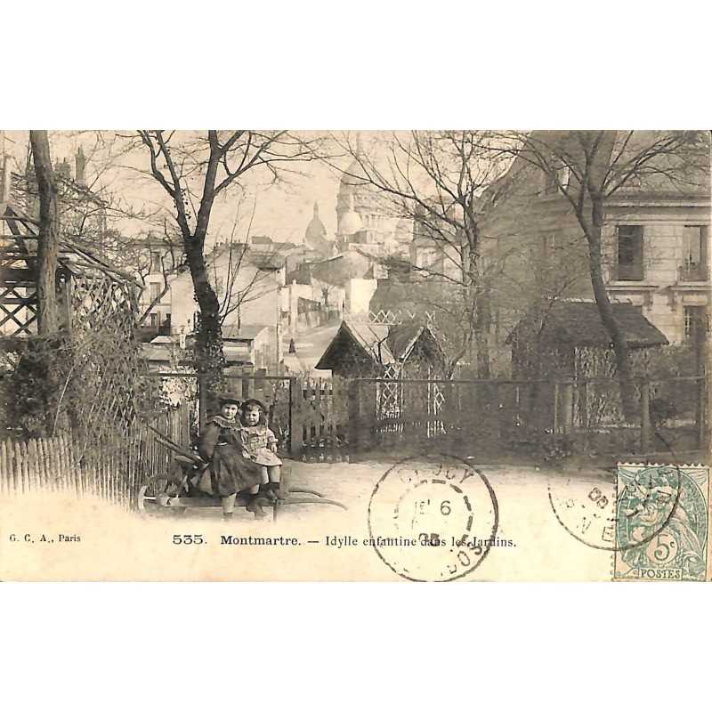 ABAO 75 - Paris [75] Paris 18 - Montmartre. Idylle enfantine dans les Jardins.