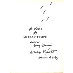 ABAO Grands papiers Prévert (Jacques) - La Pluie et le beau temps. EO + Dédicace.