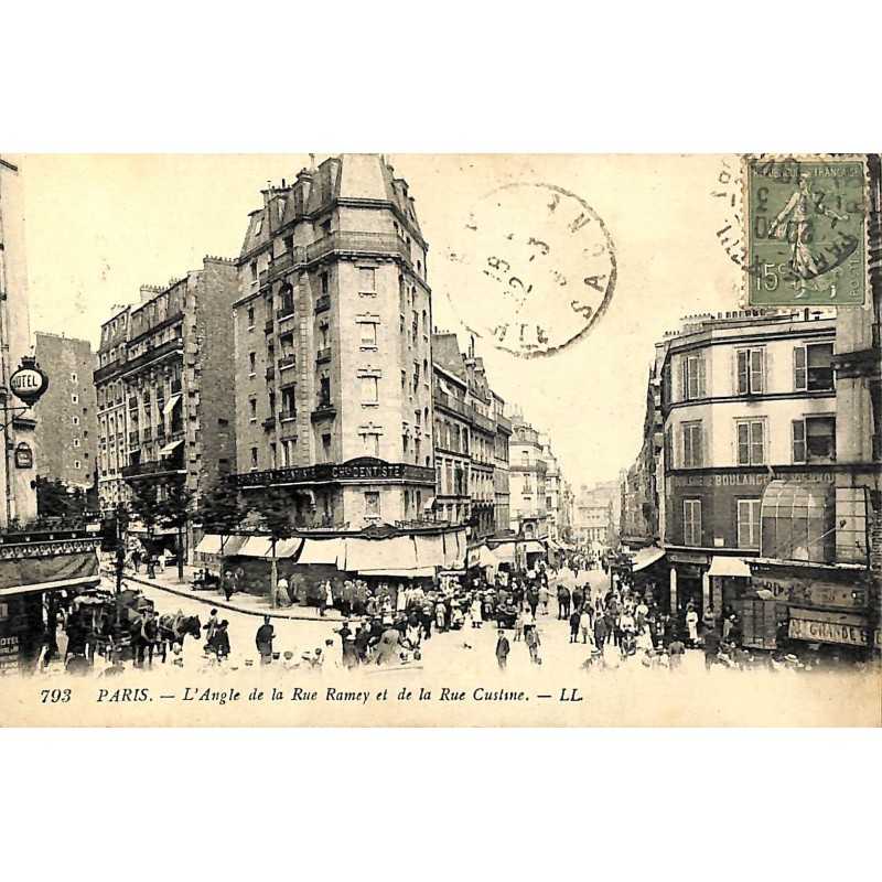 ABAO 75 - Paris [75] Paris 18 - L'Angle de la Rue Ramey et de la Rue Custine.