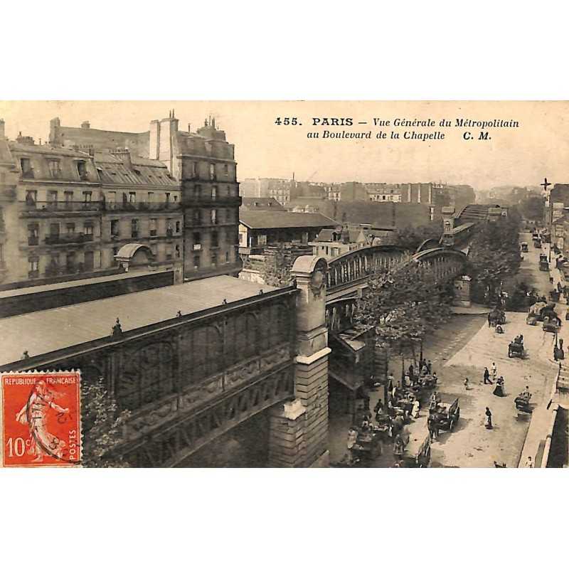 ABAO 75 - Paris [75] Paris 18 - Vue Générale du Métropolitain au Boulevard de la Chapelle.