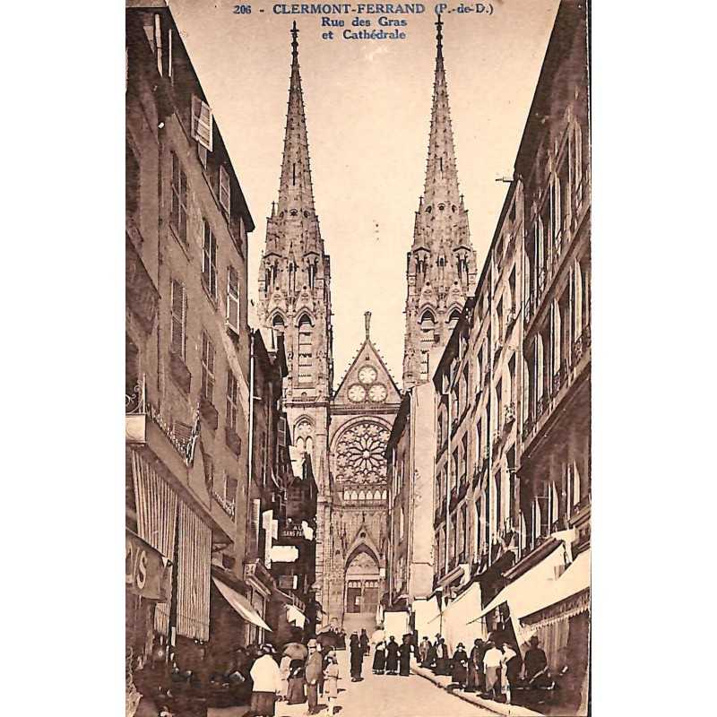 ABAO 63 - Puy-de-Dôme [63] Clermont-Ferrand - Rue des Gras et Cathédrale.