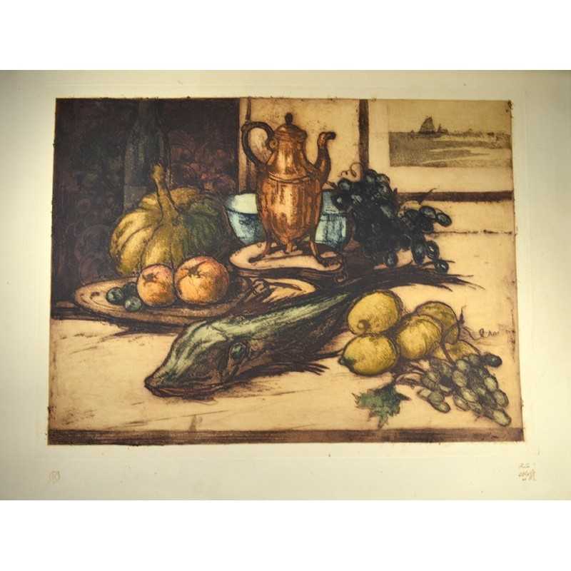 ABAO Gravures OLEFFE (Auguste) - Nature morte.