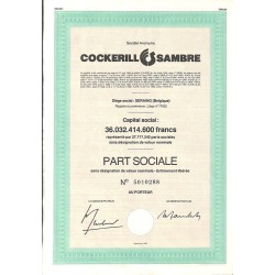 ABAO Billets, actions, monnaies [Action] Cockerill Sambre. 3 parts sociales.