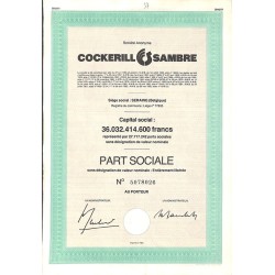 ABAO Billets, actions, monnaies [Action] Cockerill Sambre. 3 parts sociales.