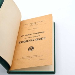 ABAO Poésie Reichert (Madeleine) - Les Sources allemandes des oeuvres poétiques d'André Van Hasselt.