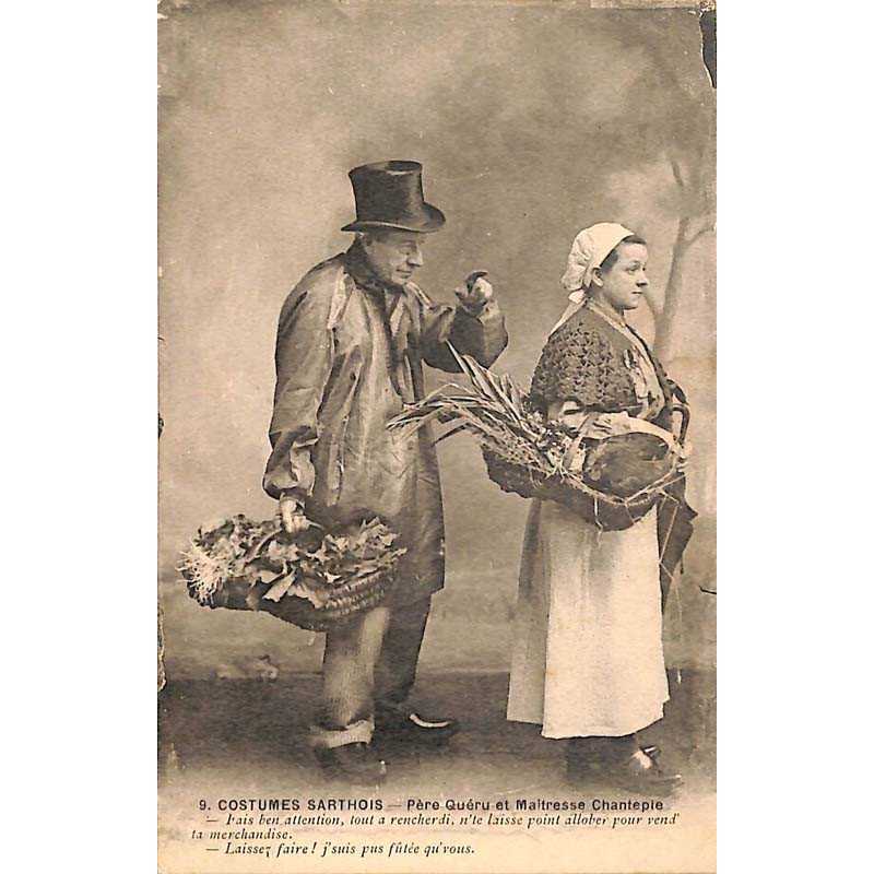 ABAO 72 - Sarthe [72] Costume sarthois - Père Quéru et Maîtresse Chantepie.