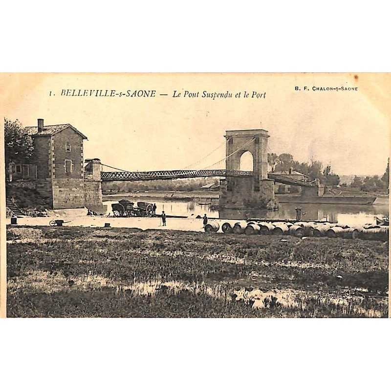 ABAO 69 - Rhône [69] Belleville-sur-Saone - Le Pont suspendu et le Port.