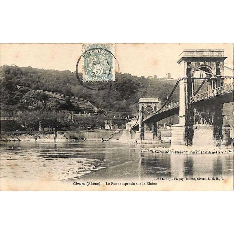 ABAO 69 - Rhône [69] Givors - Le Pont suspendu sur le Rhône.