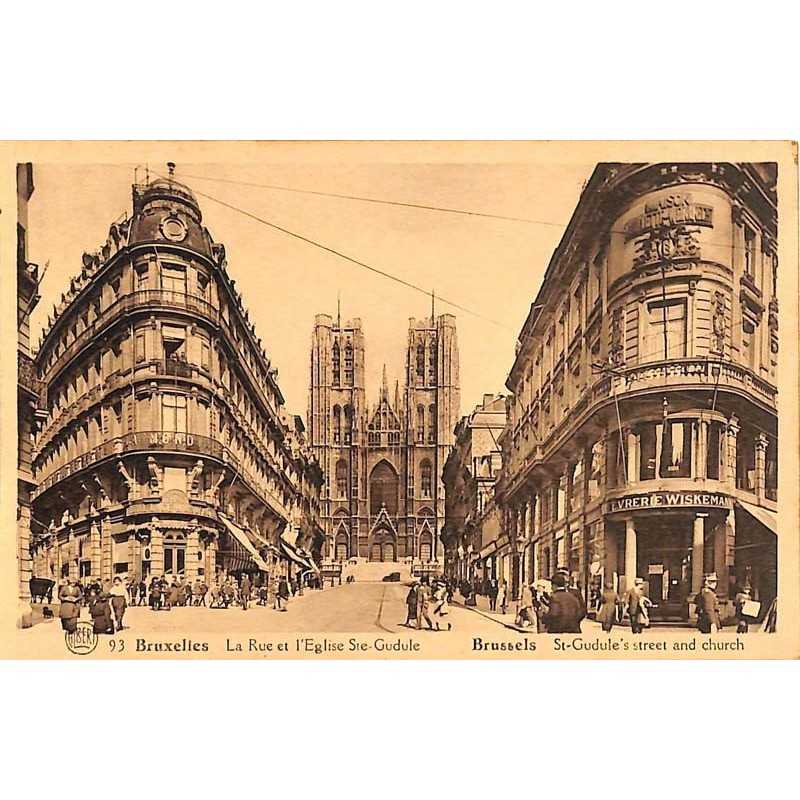 ABAO Bruxelles Bruxelles - La Rue et l'Eglise Ste-Gudule.