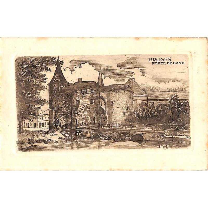 ABAO Flandre occidentale Bruges - Porte de Gand. Gravure.