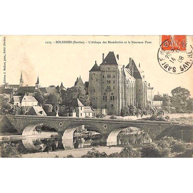 ABAO 72 - Sarthe [72] Solesmes - L'Abbaye des bénédictins et le Nouveau Pont.
