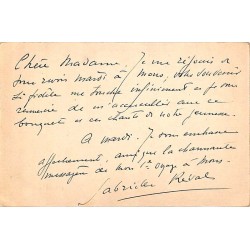 ABAO Lettres et manuscrits Réval (Gabrielle) - Carte manuscrite recto-verso.