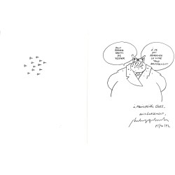 ABAO Originaux Geluck (Philippe) - Le Chat. Exceptionnelle dédicace sur 2 pages.