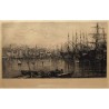 ABAO Gravures Gautier (Lucien) - Intérieur du vieux port à Marseille.