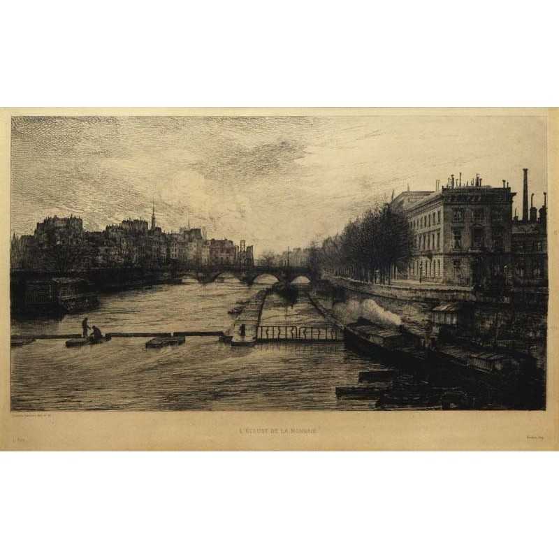 ABAO Gravures Gautier (Lucien) - L'Écluse de la Monnaie. ABAO Gravures Gautier (Lucien) - L'Écluse de la Monnaie.