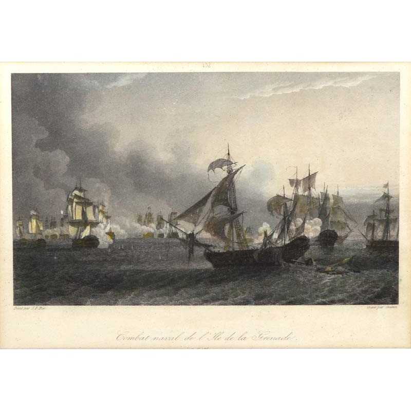 ABAO Gravures Hue (Jean-François) - Combat naval de l'île de la Grenade. ABAO Gravures Hue (Jean-François) - Combat naval de l'île de la Grenade.