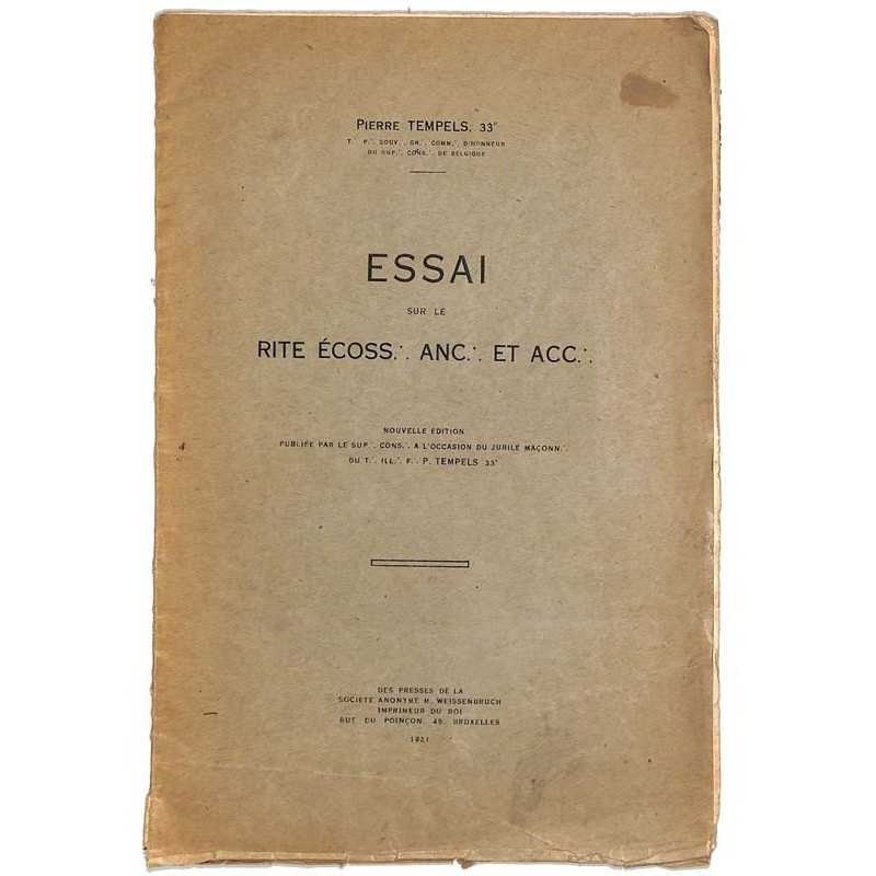 ABAO Franc-Maçonnerie Tempels (Pierre) - Essai sur le Rite écoss.·. anc.·. et acc.·.