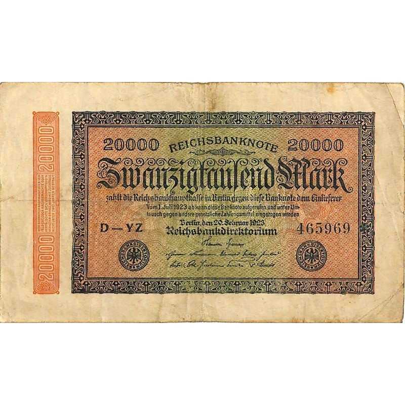 ABAO Billets, actions, monnaies [DE] 20000 Mark. 1923. Banknote Inflation.