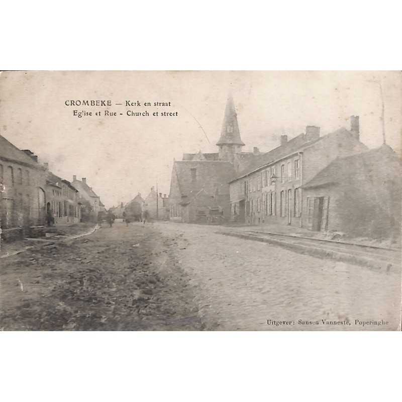 ABAO Flandre occidentale Poperinge - Crombeke. Eglise et Rue.