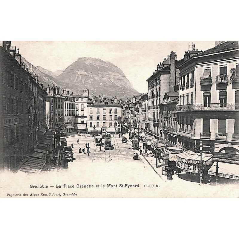 ABAO 38 - Isère [38] Grenoble - La Place Grenette et le Mont St-Eynard.