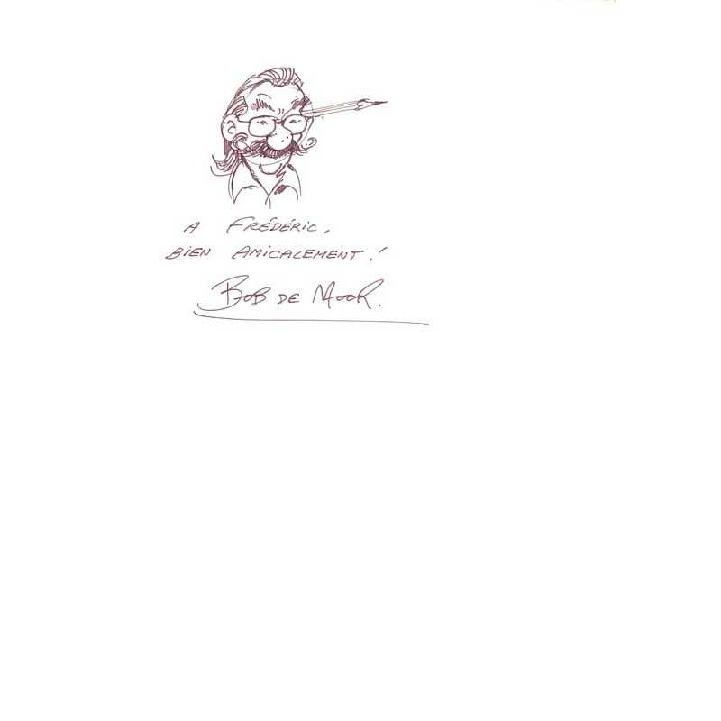 abao.be•Dédicaces•De Moor (Bob) - Dessin (autoportrait) dédicacé.•
