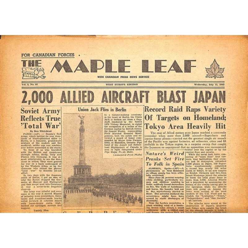 ABAO Journaux et périodiques The Maple Leaf. 1945/07/11. Vol.3 N°92.