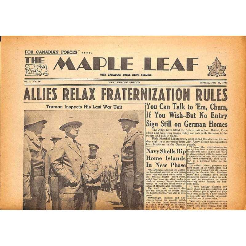 ABAO Journaux et périodiques The Maple Leaf. 1945/07/16. Vol.3 N°96.