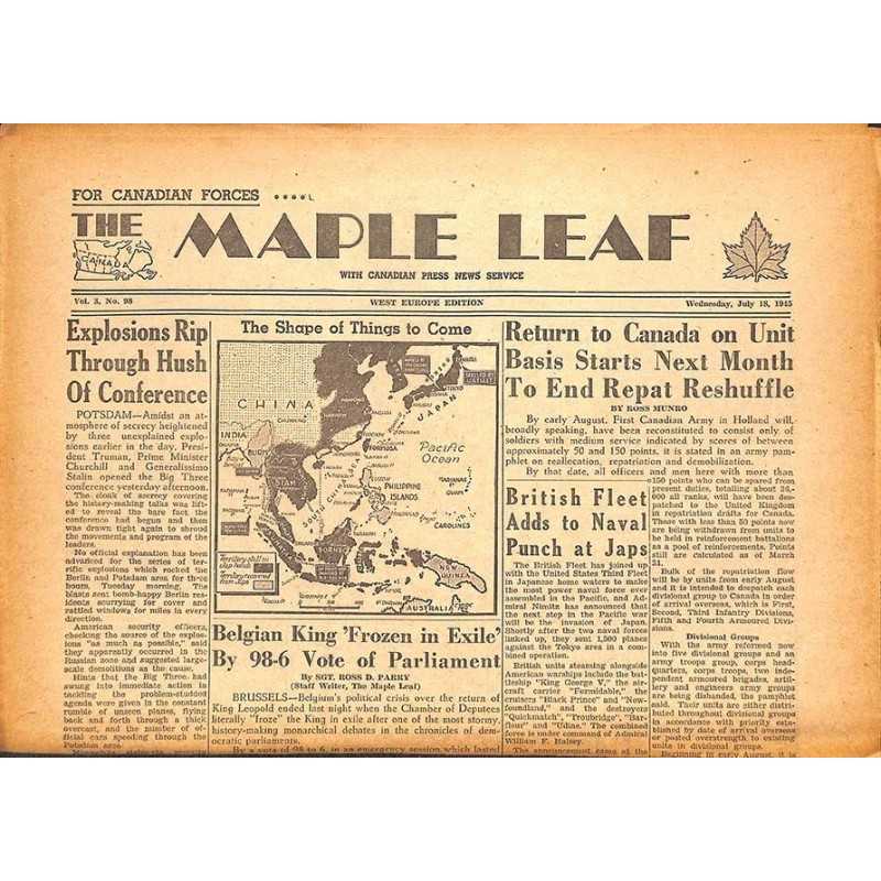 ABAO Journaux et périodiques The Maple Leaf. 1945/07/18. Vol.3 N°98.