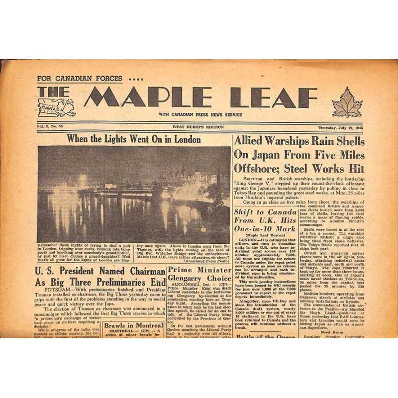 ABAO Journaux et périodiques The Maple Leaf. 1945/07/19. Vol.3 N°99.