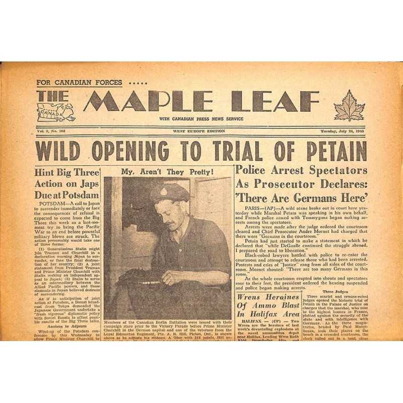 ABAO Journaux et périodiques The Maple Leaf. 1945/07/24. Vol.3 N°103.