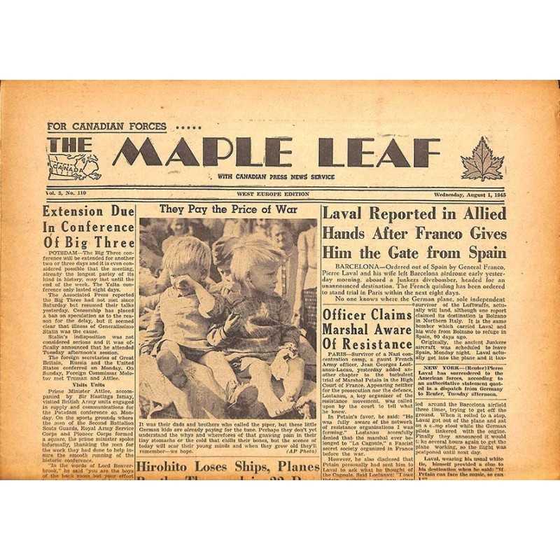 ABAO Journaux et périodiques The Maple Leaf. 1945/08/01. Vol.3 N°110.