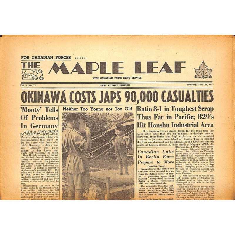 ABAO Journaux et périodiques The Maple Leaf. 1945/06/23. Vol.3 N°77.