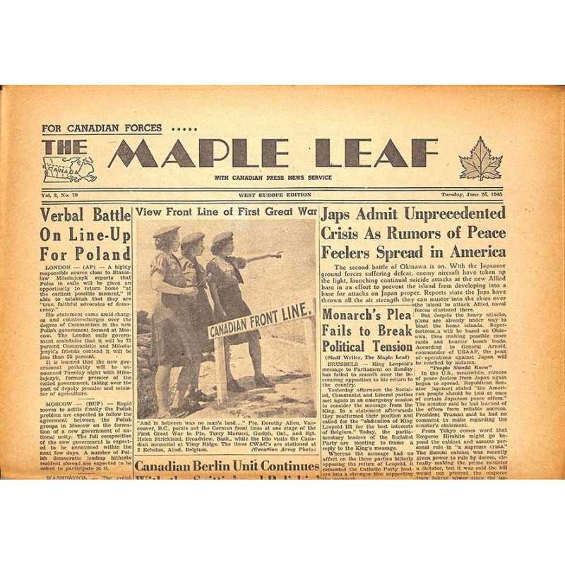 ABAO Journaux et périodiques The Maple Leaf. 1945/06/26. Vol.3 N°79.