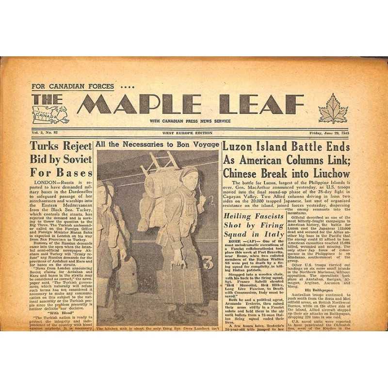ABAO Journaux et périodiques The Maple Leaf. 1945/06/29. Vol.3 N°82.
