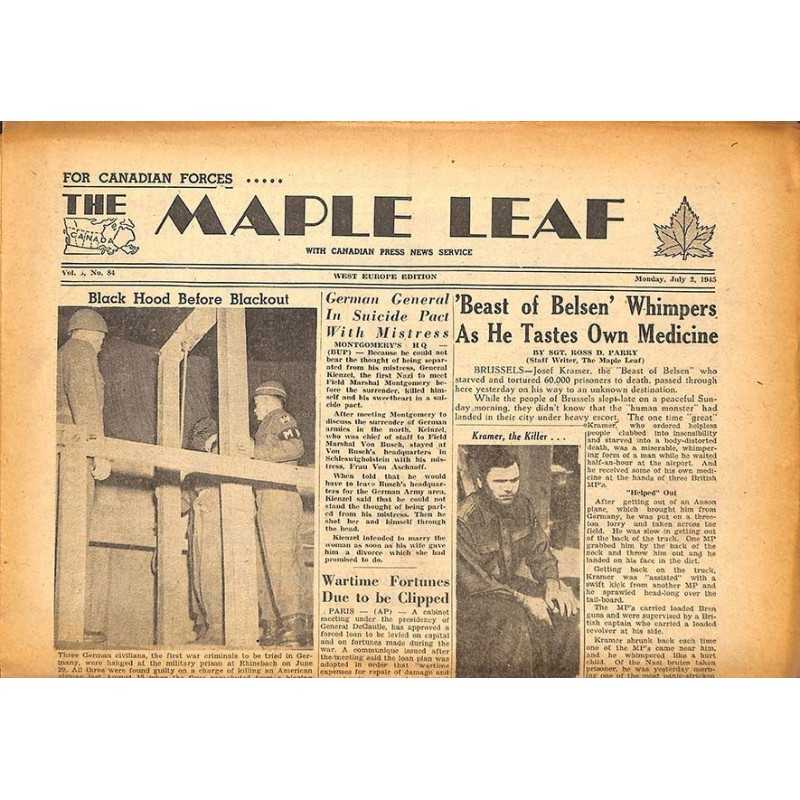 ABAO Journaux et périodiques The Maple Leaf. 1945/07/02. Vol.3 N°84.