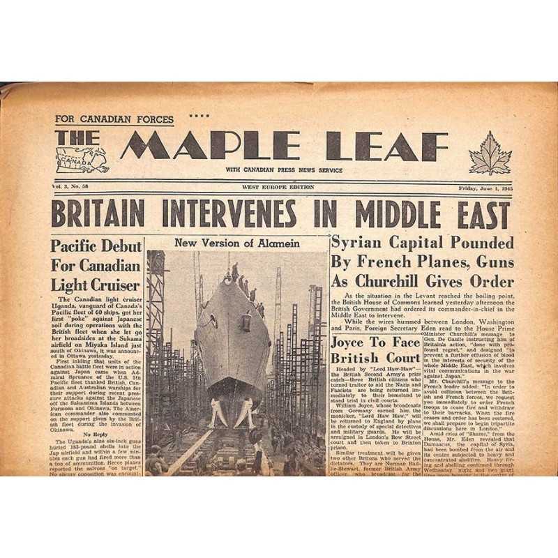 ABAO Journaux et périodiques The Maple Leaf. 1945/06/01. Vol.3 N°58.