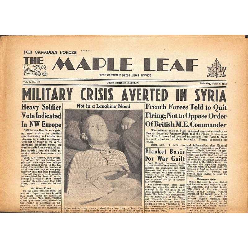 ABAO Journaux et périodiques The Maple Leaf. 1945/06/02. Vol.3 N°59.