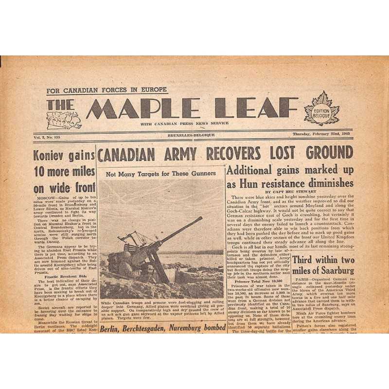 ABAO Journaux et périodiques The Maple Leaf. 1945/02/22. Vol.2 N°135.